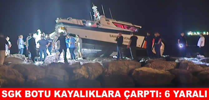 Giresun'da Sahil Güvenlik botu kayalıklara çarptı, 6 yaralı