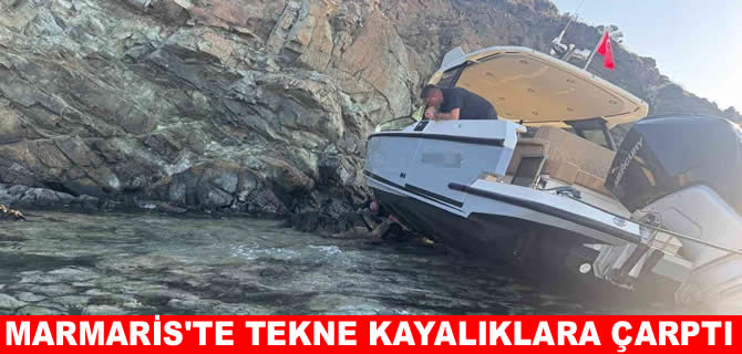 Marmaris’te sürüklenen tekne kayalıklara çarptı