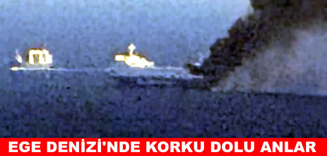 Ege Denizi'nde araç taşıyan gemi cayır cayır yandı