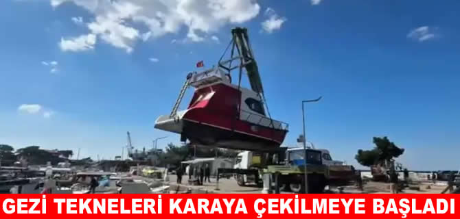 Erdek’te tekneler karaya çekiliyor