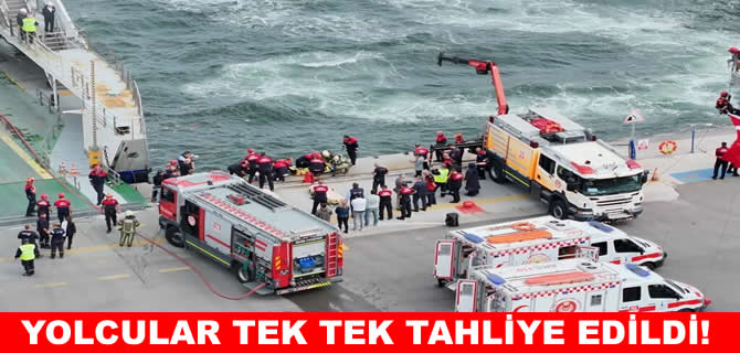 Körfez seferindeki arabalı vapurda yangın tatbikatı