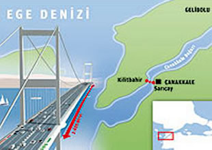 Çanakkale Boğaz Köprüsü'nün güzergahı