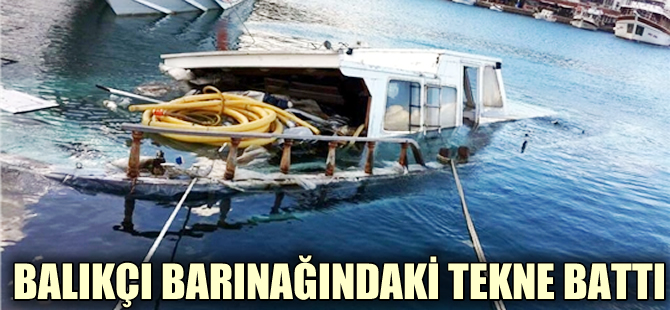 Datça'da balıkçı barınağındaki tekne battı