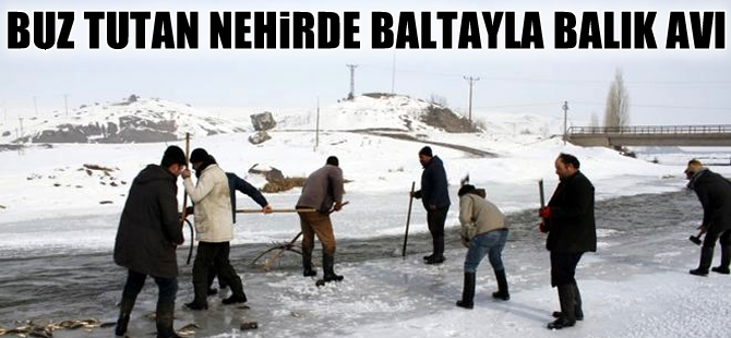Murat Nehri’nde balta ve dirgenle balık avı