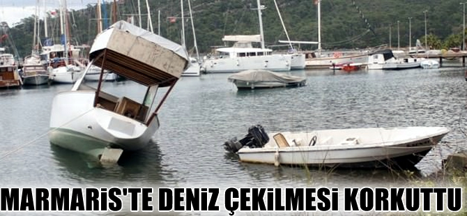 Marmaris'te deniz çekildi, tekneler karaya oturdu