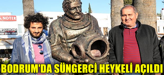 Bodrum'da 2 metrelik süngerci heykeli açıldı