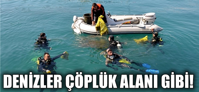 Antalya'da dalgıçlar denizden bir kamyon çöp çıkardı