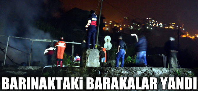 Zonguldak'ta balıkçı barınağındaki barakalar yandı