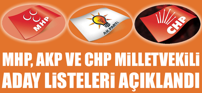 25. Dönem AKP, CHP ve MHP Milletvekili Aday listesi belli oldu