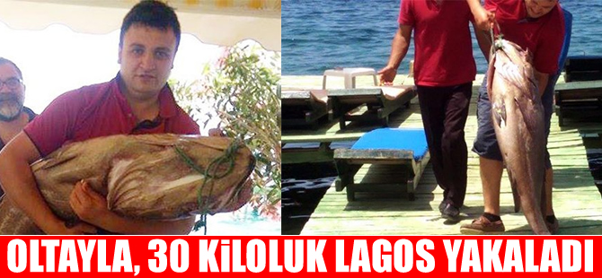 Marmarisli restoran işletmecisi, oltayla 30 kiloluk lagos yakaladı
