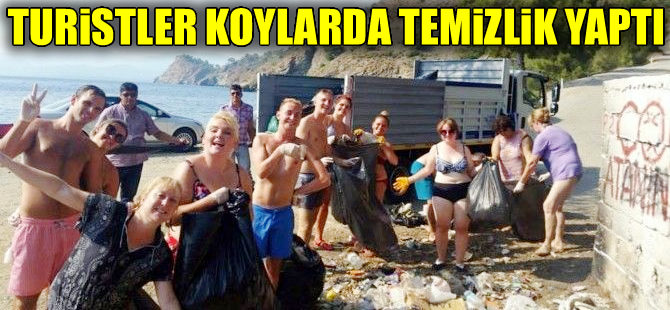 Turmepa'nın önderliğinde turistler Fethiye koylarında temizlik yaptı