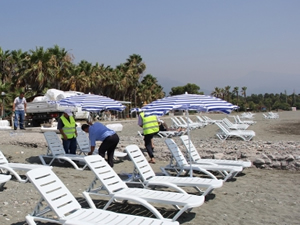 Marmaris'te plajlar  yabancı turistlere kaldı