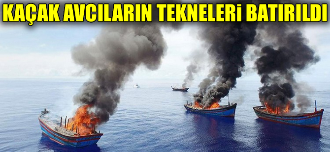 Endonezya'da kaçak avlanan balıkçıların tekneleri batırıldı