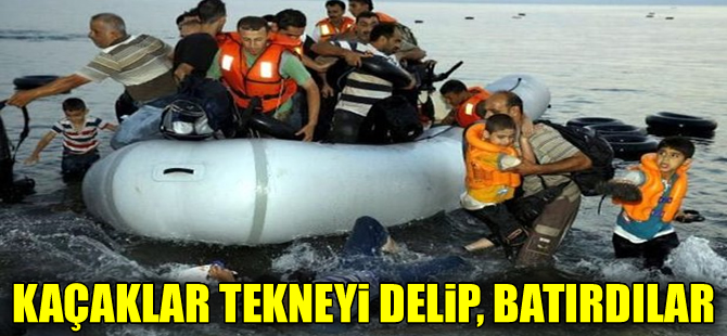 Kaçaklar dönmemek için bindikleri tekneyi  batırdı