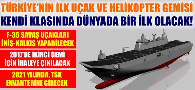 Türkiye'nin ilk helikopter ve uçak gemisi, 2021 yılında hizmete giriyor