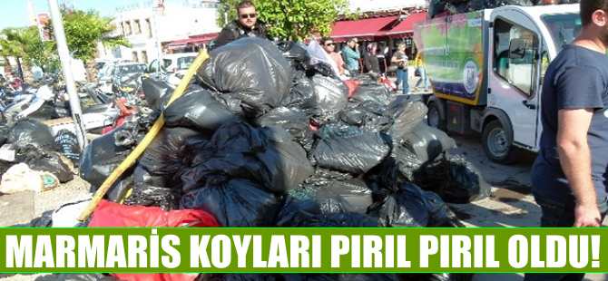Öğrenciler ve çevre gönüllüleri Marmaris koylarını temizledi