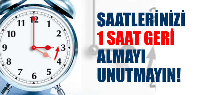 Saatler pazar günü 1 saat geri alınacak