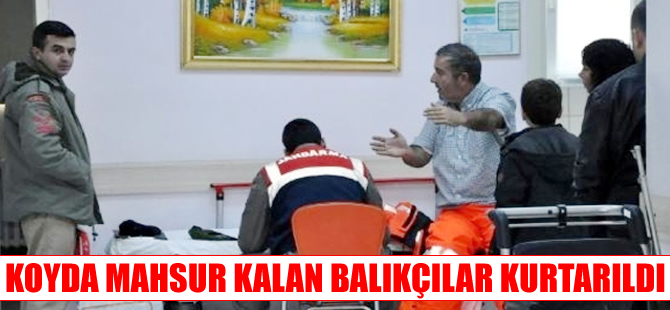 Tekneleri alabora olan ve koyda mahsur kalan iki balıkçı kurtarıldı