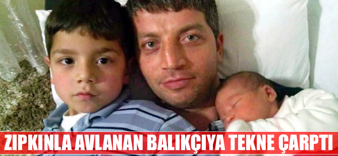 Zıpkınla balık avlayan balıkçıya tekne çarptı