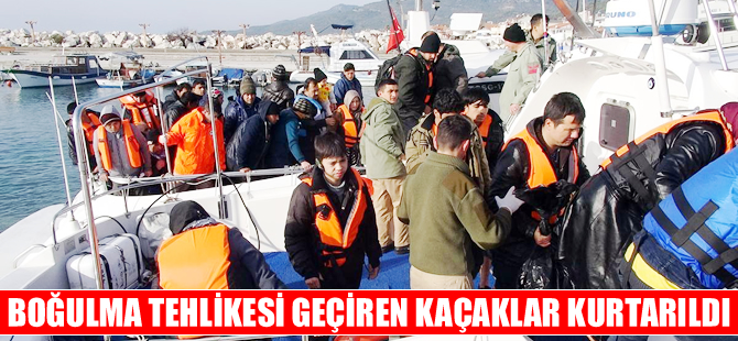 Ege'de boğulma tehlikesi geçiren kaçaklar kurtarıldı