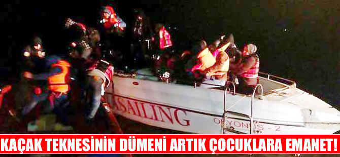 Dümeninde 14 yaşındaki bir çocuğun bulunduğu kaçak teknesi yakalandı
