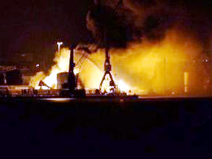 Danimarka'nın Fredericia Limanı'nda korkutan yangın