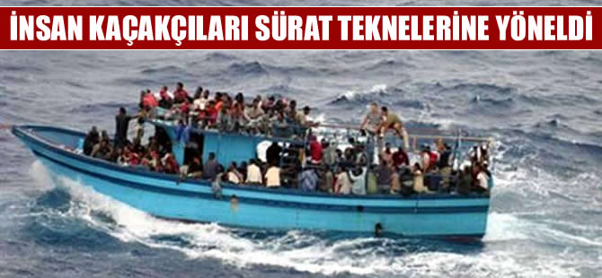 İnsan kaçakçıları yakalanmamak için sürat teknelerine yöneldi