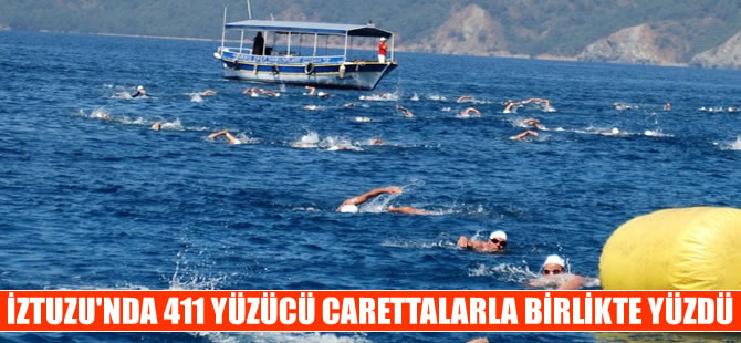 İztuzu'nda 411 yüzücü, caretta carettalarla birlikte yüzdü
