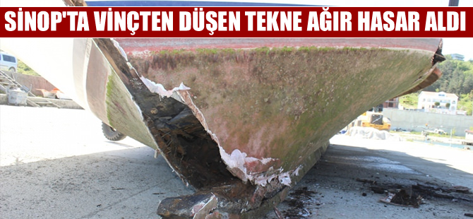 TIR'a yüklenmek isteyen yolcu teknesi vinçten düştü, ağır hasar aldı