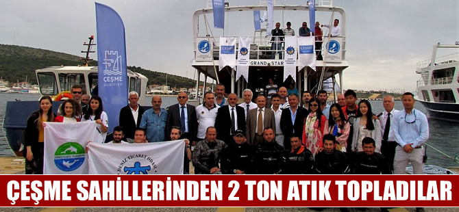Çeşme sahillerinde 2 ton atık toplandı