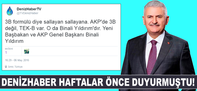 DenizHaber'in öngörüsü gerçekleşti! Binali Yıldırım 65. Cumhuriyet Hükümeti'nin Başbakanı oluyor