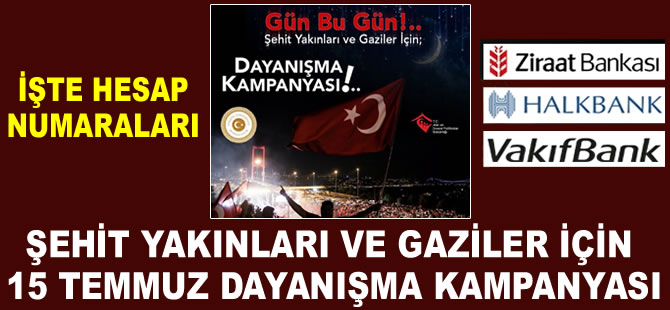 Şehit yakınları ve gaziler için '15 Temmuz Dayanışma Kampanyası'
