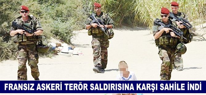 Fransız askeri terör saldırılarına karşı sahile indi