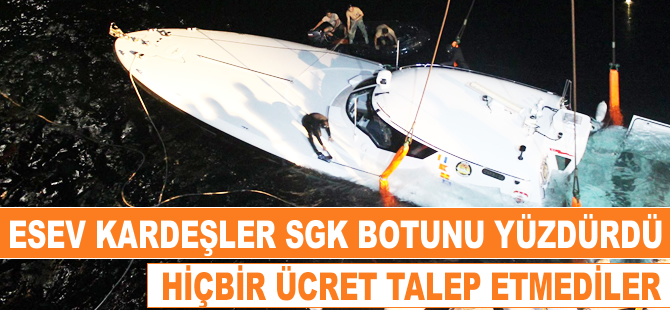 Alabora olan Sahil Güvenlik Botu, Esev Kardeşler tarafından İstanbul Tersanesine çekildi