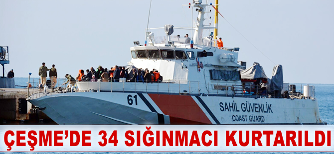 Çeşme'de 34 sığınmacı botları batmak üzereyken kurtarıldı