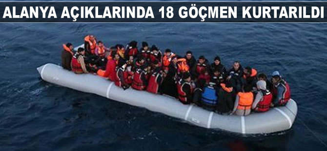 Alanya açıklarında 18 göçmen yakalandı