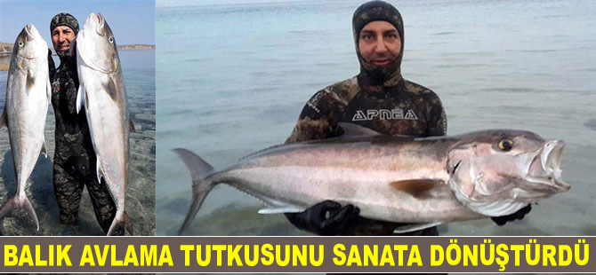 Tüpsüz dalarak, boyu büyüklüğünde balık avlıyor!