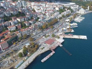 Kabataş Transfer Merkezi'nde çalışmalar havadan görüntülendi