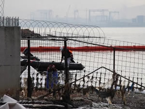 Kocaeli'nde yarım ton yakıt denize sızdı