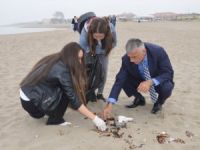 Öğrenciler Karasu Sahili'nde çöp topladı