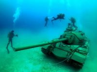 Dalış turizmi için batırılan 45 tonluk tank, Güvercin Adası'na taşındı