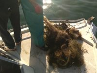 Eğirdir Gölü'nde 800 metrelik balık ağı ele geçirildi