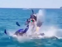 Jet ski denizde bomba gibi patladı!