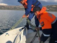 Eğirdir Gölü’nde 300 metre misina balık ağı ele geçirildi