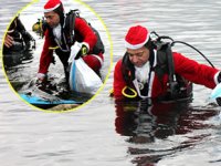 Noel Baba, Kadıköy’de denizin dibinden çöp çıkardı