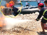 Çeşme Marina çalışanlarına yangın eğitimi verildi