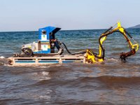 Ocaklar sahili yosunlardan temizleniyor