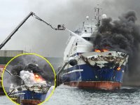 'Bukhta Naezdnik' isimli Rus balıkçı gemisinde yangın çıktı