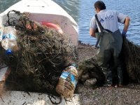 Taşlıyayla Göleti’nde 500 metre hayalet ağ ele geçirildi