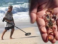 Define avcıları, turistlerin düşürdüğü altınları arıyor